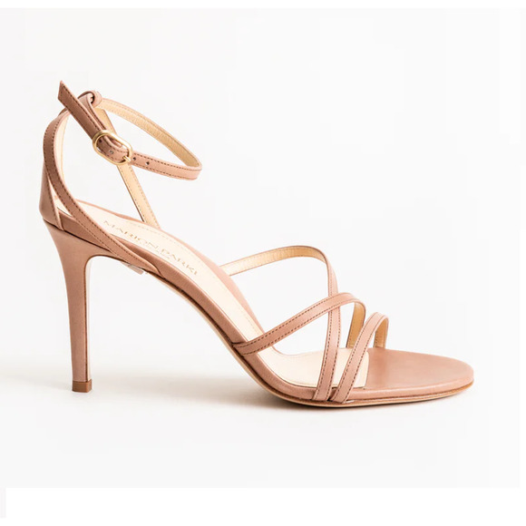 Marion Parke Lillian Nappa Leather Stilettos Strappy Sandals Buff Women's US 7 - Picture 1 of 11